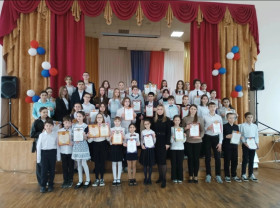 Награждение победителей и призёров школьного этапа Всероссийской олимпиады школьников.